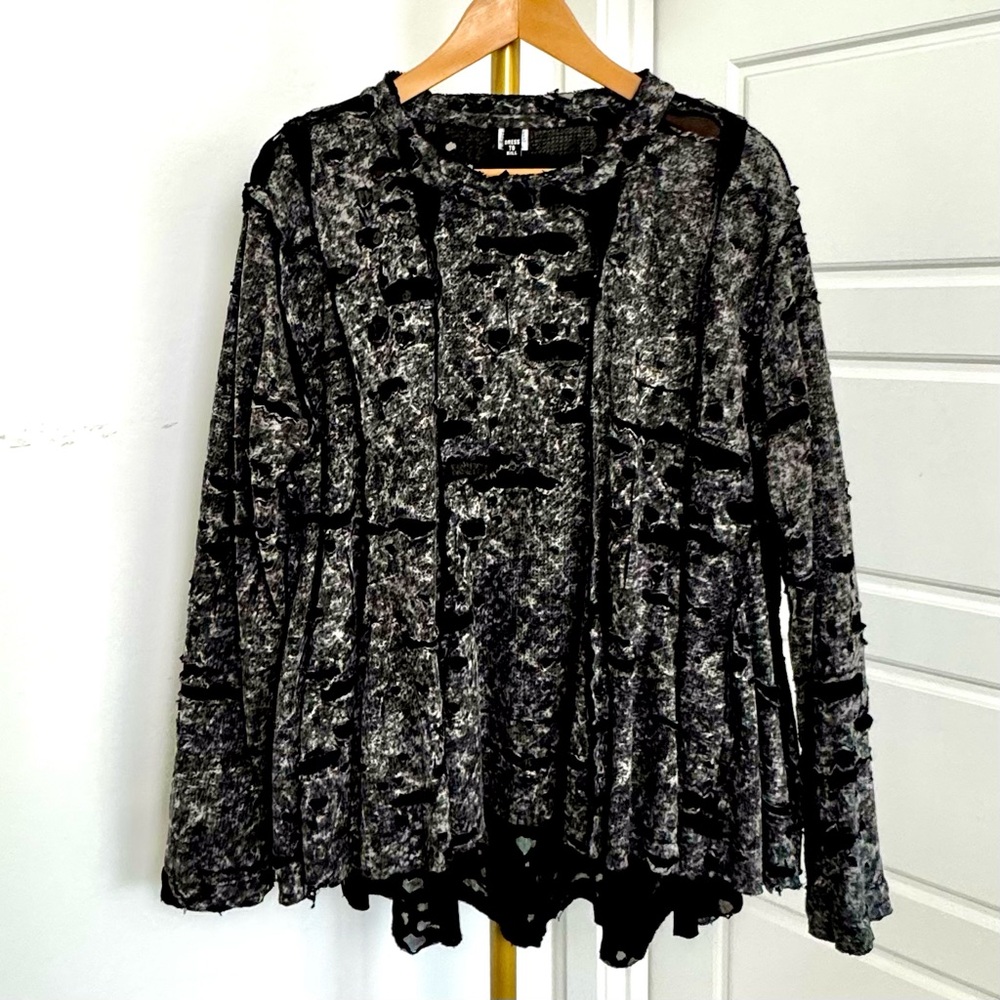 Vintage Dress To Kill USA Made Cotton Asymmetrical Top ML Luxe Witchy Dark Mori